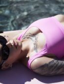 Bella Poarch Poolside in Pink Swimsuit