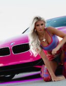 Brooklyn Riley Leggy in Denim Shorts and Smile Light Up Urban BMW Photoshoot 2025