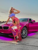 Brooklyn Riley Leggy in Denim Shorts and Smile Light Up Urban BMW Photoshoot 2025