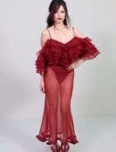 Jenna Ortega Booty in Sheer Red Givenchy Gown