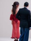 Jenna Ortega Booty in Sheer Red Givenchy Gown