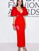 Eiza González Cleavage and Smile in a Red Dress at CFDA 2025