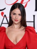 Eiza González Cleavage and Smile in a Red Dress at CFDA 2025