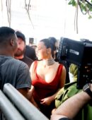 Kim Kardashian Braless Pokies in Sheer Dress in Rio