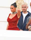 Kim Kardashian Braless Pokies in Sheer Dress in Rio