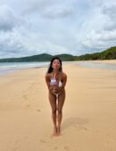 Nicole Scherzinger Booty on Beach in White Bikini